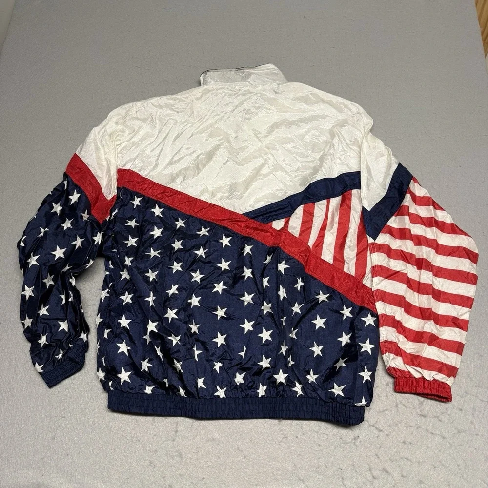 Vintage Solare Sporta Windbreaker Jacket American Flag Stars USA Mens XL Olympic - Picture 5 of 5